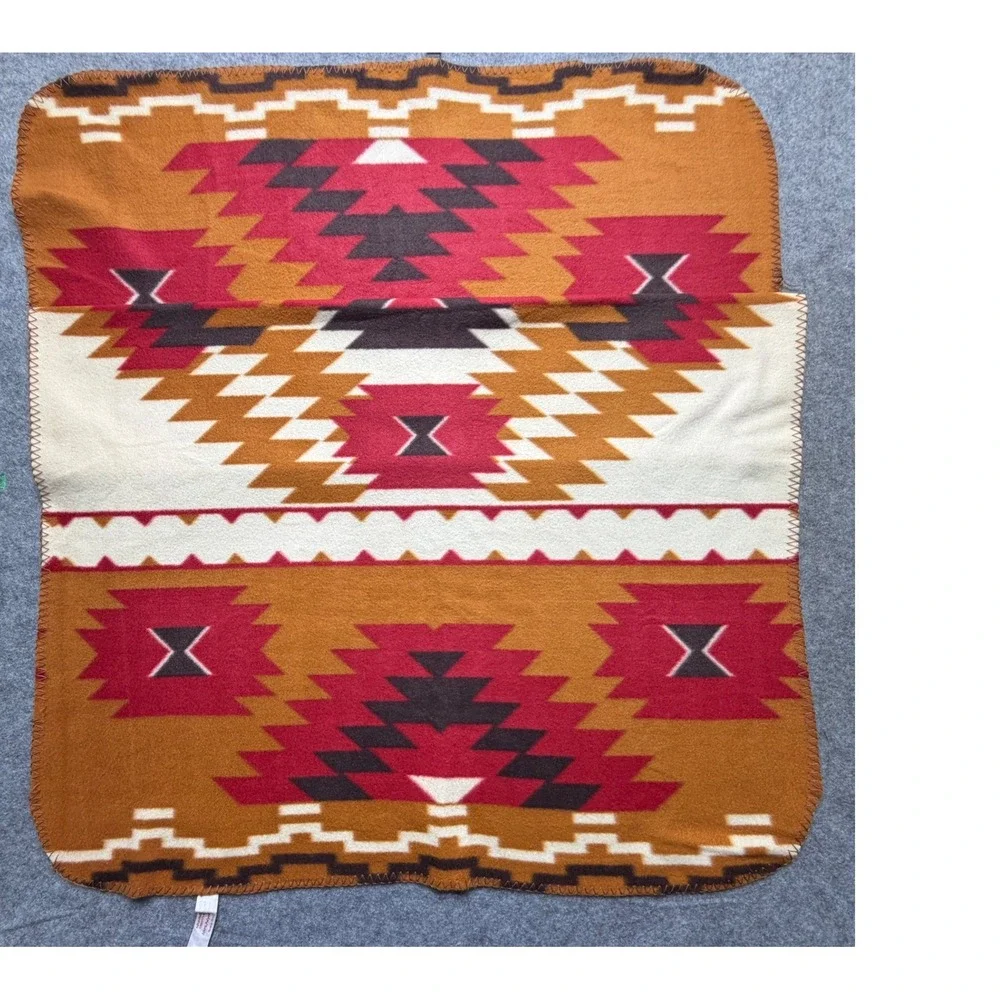 St. Labre Indian School Southwestern Fleece Blanket Geometric Throw Mustard